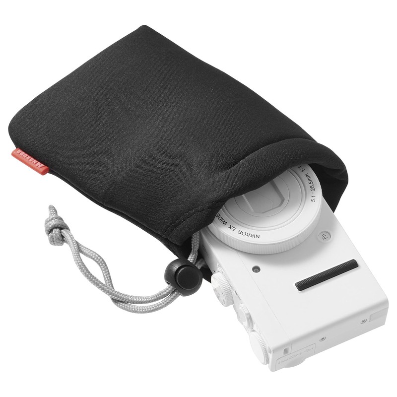 HAKUBA Camera Case, Soft Cushion Pouch, Small, Black, Drawstring Bag,