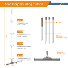 YANGMUM Floor Squeegee for Concrete Floor, Long Handle Shower Squeegee, Squeegee Broom, Magic Air Broom, 14'' Rubber Blade,52'' Extension Pole, for Shower Glass Doors, Bathroom Tile, Pet Hair, Window