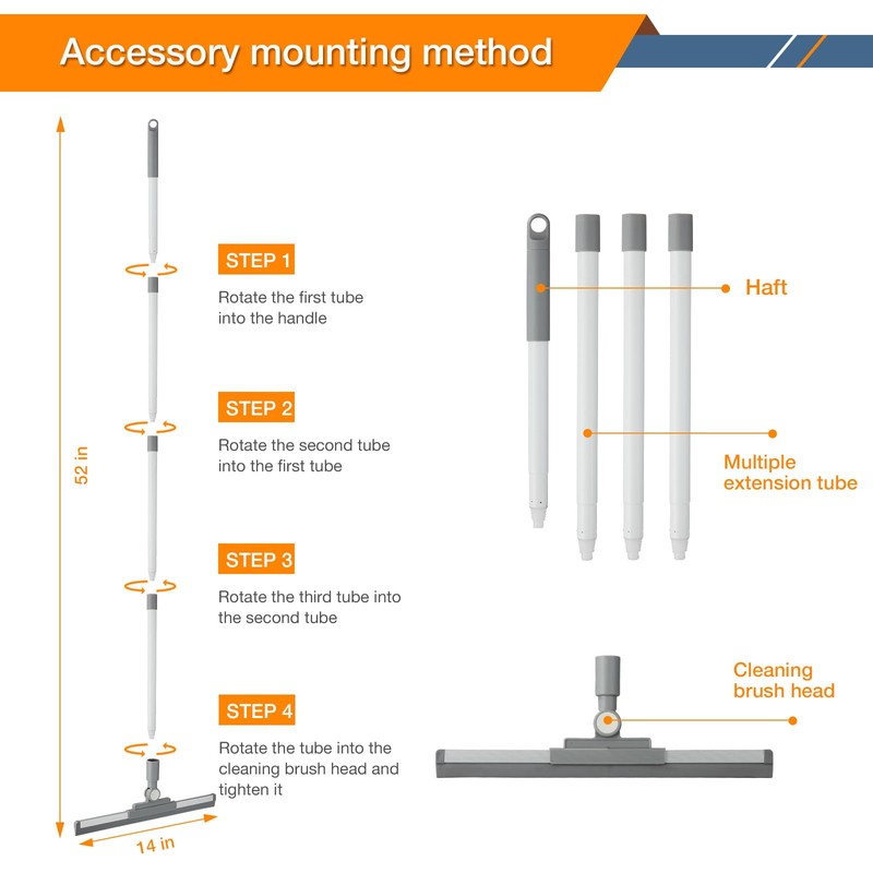 YANGMUM Floor Squeegee for Concrete Floor, Long Handle Shower Squeegee,
