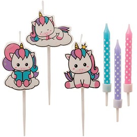 Dekora - Juego de velas de cumpleaños de unicornio para decorar tartas de cumpleaños - 15 velas