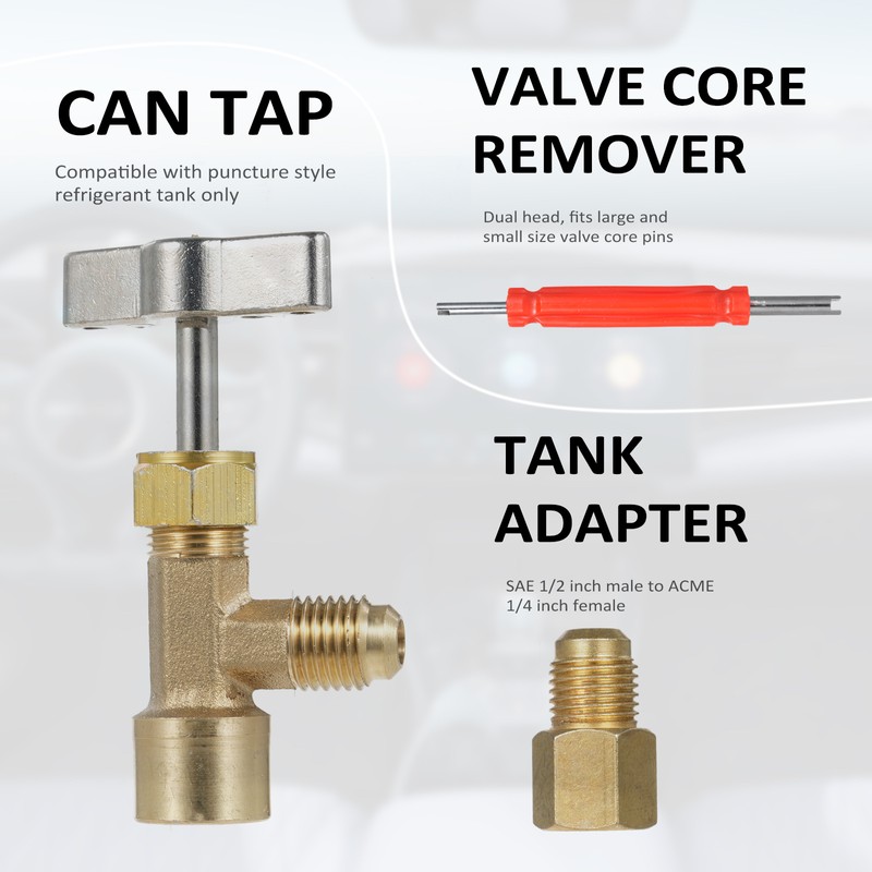 A/C R134A Adapter Set with Puncture Style R134A Can Tap,