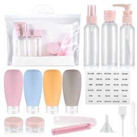 14 Piece Travel Bottles Set, 60 ml Travel Cosmetic Bottles, Bottles and Containers, Empty Refillable Squeeze Bottles Containers, Travel Sizes Bottles for Travel Toiletries, Conditioner, Shampoo