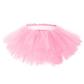 Women's Tutu Skirt Elastic 5 Layered Vintage Tulle Ballet Skirt Party Festival Costume, Light Pink, One Size