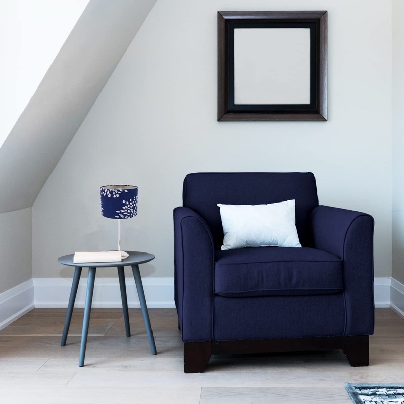 Modern 10inch Navy Midnight Blue Drum Lampshade with Off-White Floral