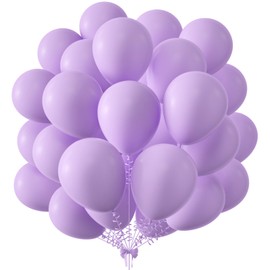 KALOR 12 Inch Pastel Purple Balloons, 50 Pcs Latex Helium Macaron Balloons for Kid's Birthday Party, Baby Shower, Wedding, Graduate Party Decorations