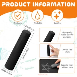 ywmigl 10 Pcs Sidewalk Chalks for Kids Non Toxic Jumbo Chalk for Party Gift Outdoor Art Classroom Play Painting (Black)