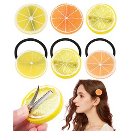 TPZORJX Pack of 3 Hair Clips Orange Hair Clips + 3 Orange Discs Elastic Hair Scrunchie Girls Women Cute Fruit Hair Accessories for Fancy Dress Carnival Party Hair Band Orange Hair Accessories for