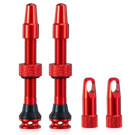 HZJD 2PCS Tubeless Presta Valve Stem, Red, Integrated Core Removal Tool(44 mm)