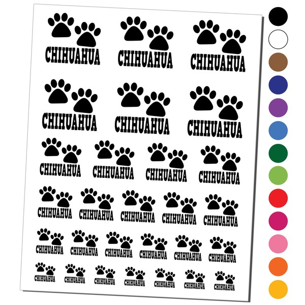Chihuahua Dog Paw Prints Fun Text Temporary Tattoo Water Resistant