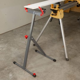 XtremepowerUS Folding Roller Stand 250 LBS Height Adjustable Roller Support Stand 28-43.5 Inch, Heavy Duty Load Capacity, Outfeed Woodworking (1)