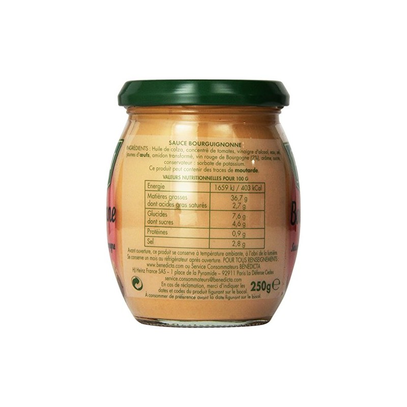 Benedicta Gourmet Burgundy Sauce - Sauce Bourguignonne - 8.8 oz.