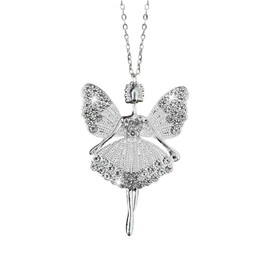 Bling Ballerina Dancer Car Mirror Hanging Accessories, Crystal Diamond Car Interior Ornament Pendant for Women, Lucky Rear View Mirror Charm for Auto Decoration Present