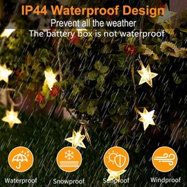 Star String Lights Battery Operated,17ft 40 LED Star Fairy String Lights, Battery Powered Christmas Lights for Indoor Outdoor Wedding Party Christmas Tree Ramadan Bedroom Patio Decoration Warm White