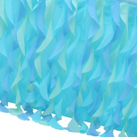 rismart Hanging Tulle Table Skirt Tutu Table Clothing for Birthday Wedding Parties, Bed Decor Mixed Blue 77 H x L 187 cm