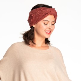 Winter CC Confetti - Diadema de punto grueso con forro polar cálido y mullido, 2 capas hechas a mano Bobble Coco Berry, 1 Count (Pack of 1)