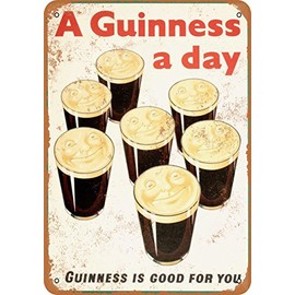 RetroRust 7 x 10 METAL SIGN - 1934 Guinness a Day is Good For You - Vintage Rusty Look