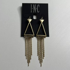INC International Concepts Gold Triangle Dangle Earrings w/ Chain Fringe Details