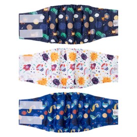CuteBone DM37M-DE Male Washable Dog Nappies Belly Bands, Pack of 3, Reusable Dog Belly Band for Males, Highly Absorbent Dog Wrap with Flexible Velcro Fastening