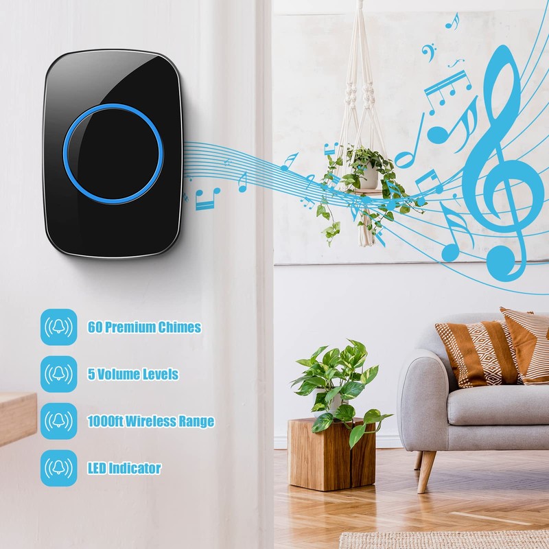 Fabbay 8 Wireless Doorbell, Waterproof Door Bell Button Kit 4