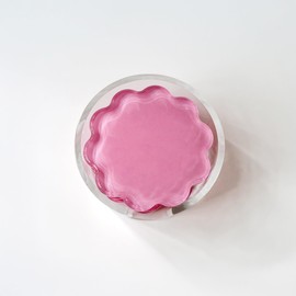 Scalloped Acrylic Coasters with Circular Holder - 4 Pack (Pink)