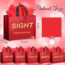 Sweetude 5 Senses Gift Bags for Him Her with Handles Tissue Paper for Mothers Fathers Day Wedding Anniversary Birthday Party(Red)
