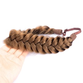 Gledola Messy Synthetic Hair Braided Headband Classic Chunky Wide Braided Headband (Medium Brown)