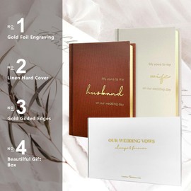 WeddingGiftsWedding Vow Books His and Hers Set of 2 Canvas Linen Wedding Vow Books Husband and Wife Hard Cover Vow Books for Engagement Gifts(XZ-HW-Terracotta)