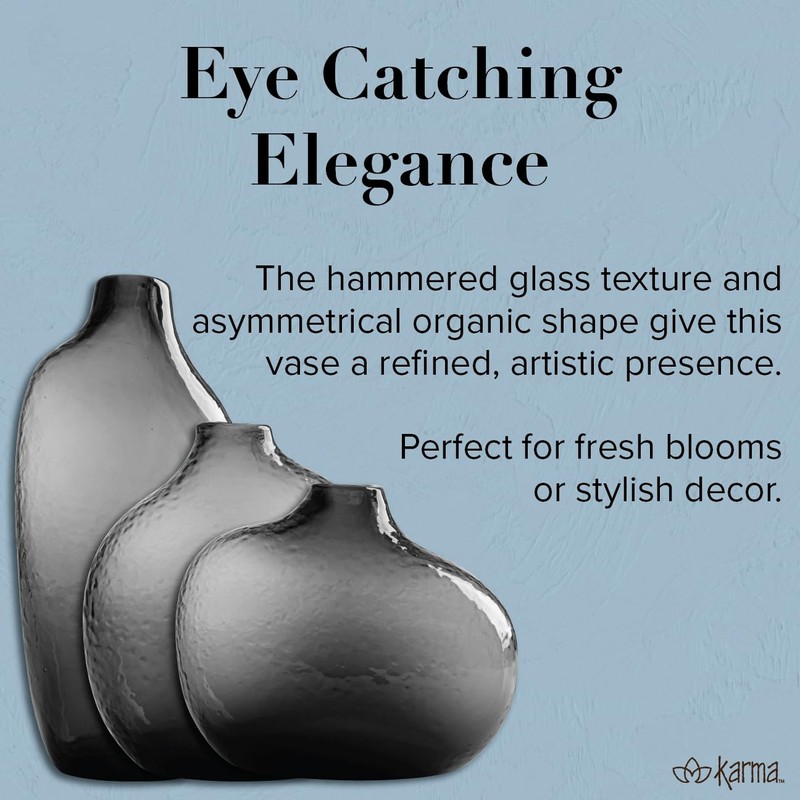 Karma, Hammered Flower Vase, Tabletop Decorative Centerpiece Vase, Modern Boho