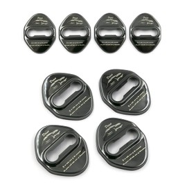 LIGHTKOREA Stainless Steel Metal Car Door Striker Lock Latches Protector Cover Dress up Accessories (Pack of 4) Compatible with Toyota Honda Hyundai Kia Vehicles (Black)