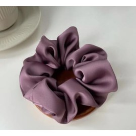 Elegant Satin Scrunchie - Soft, Silky Hair Tie for Women & Girls | Solid Color, Simple Style Ponytail Holder (Korean pink)