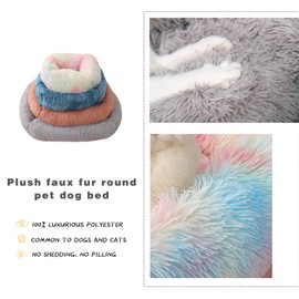 pawstrip Dog Bed, Soft Long Plush Winter Cat Bed, Washable Fluffy Warm Pet Cushion for Cats Puppy Small Medium Dogs, Calming Pet Beds Improved Sleep, Pink, M