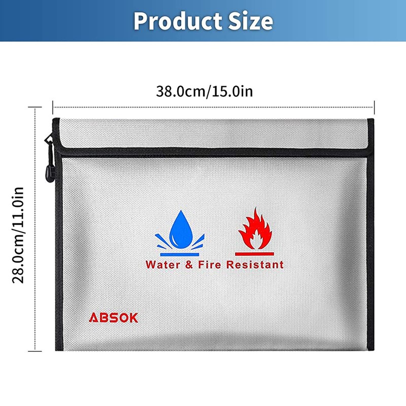Fireproof Document Bag, Fireproof Money Safe Document Bag 15 x