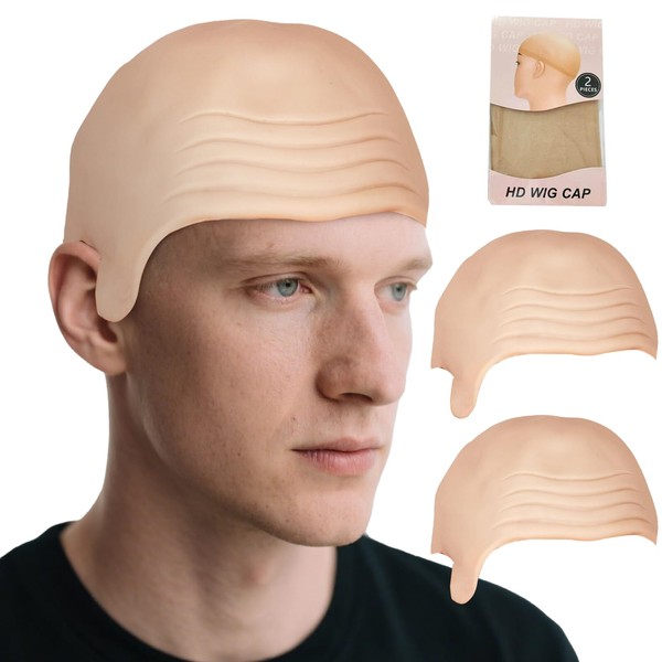 2Pcs Bald Cap for Adult Kids, Latex Skin Head Bald