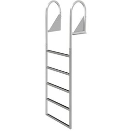 VEVOR Dock Ladders Flip Up, Dock Ladder with Rubber Mat, Swim Ladder Aluminum 5 Step, Each Step 21.5" , 350Lbs Load, for Lake, Marine Boarding, Pool