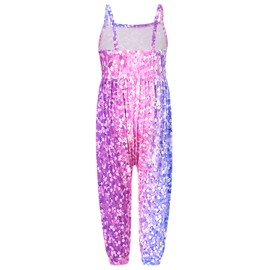Yousie 3T 4T Toddler Jumpsuit Romper Spring Clothes Purple Sequins Summer Outfit Clothes with Pockets