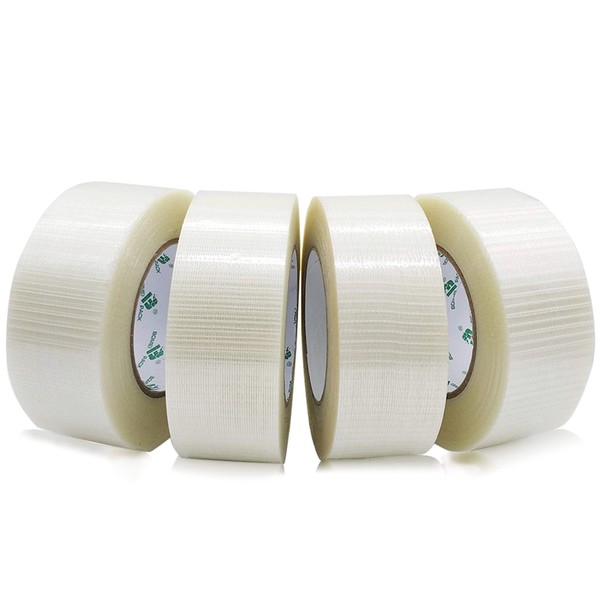 4 Rolls Bi Directional Filament Tape, Fiberglass Filament Strapping Tape,