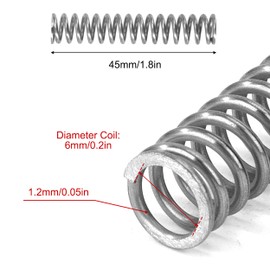 GUNGY Compression Spring Stainless Steel Spring Compression Springs 45 mm Wire Diameter 1.2 mm Inner Diameter 6 mm Length 45 mm Maximum Spring Force 4.72 kg Pack of 20