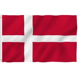 Anley Fly Breeze 3x5 Foot Denmark Flag - Vivid Color and Fade Proof - Canvas Header and Double Stitched - Danish Dane National Flags Polyester with Brass Grommets 3 X 5 Ft
