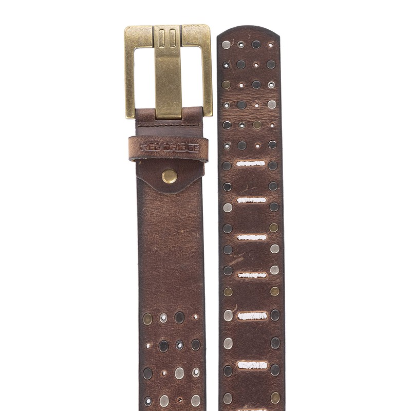 Red Bridge men's leather belt, wide rivet belt, Cowboy Western