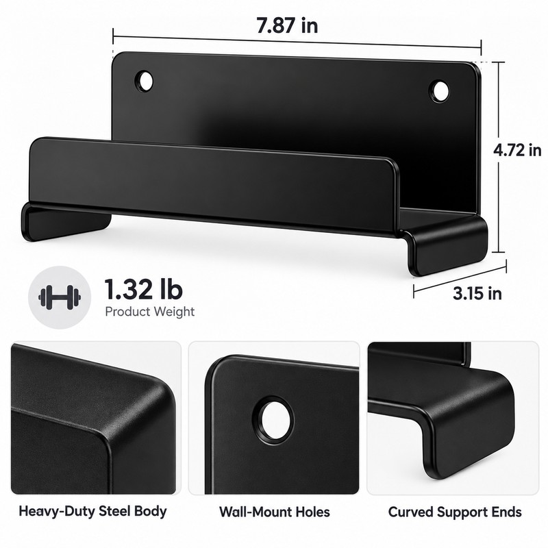 2pcs Heavy-Duty Wall Mounted Ladder Hook, Steel Ladder Storage Hanger