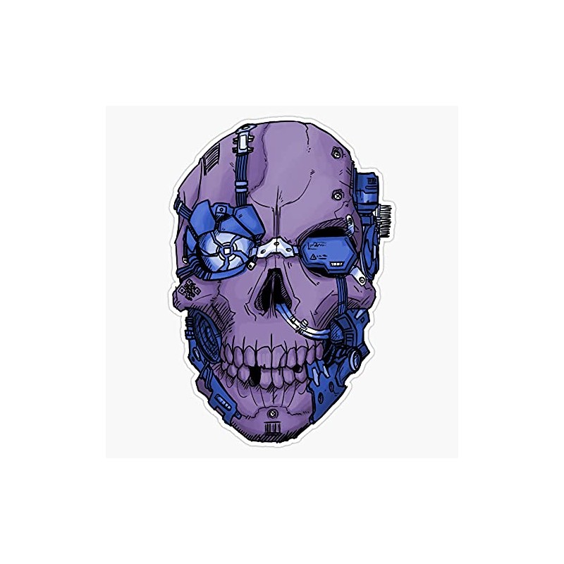 Cyberpunk Skull Retro Bumper Sticker Window Vinyl Decal 5"