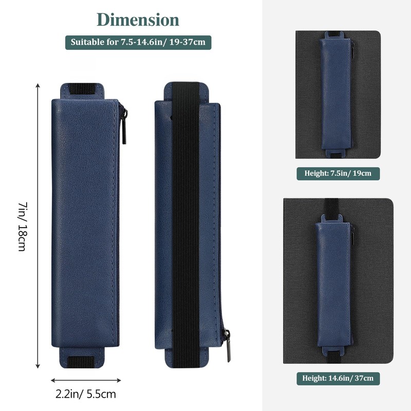 MoKo Elastic Pen Holder for Notebook, 4 Pieces PU Leather