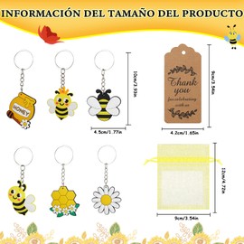 Llavero de Abeja, Juego de 24 Recuerdos de Fiesta Abeja con Bolsas de Organza Amarillo Etiquetas Kraft, Adecuado Regalos para Decoración, Festivales, Cumpleaños, Fiesta Temática de Novia
