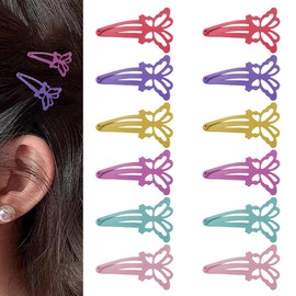 Y2k Butterfly Hair Clips for Women Girls Long Short Hair Accessories Butterfly Barrettes for Fine Thick Hair Butterflies Hair Pins for Curls Hair Decorations for Curly Thin Hair Snap Clips 12 Pcs