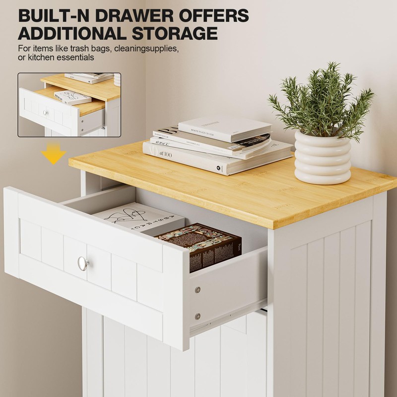 GAZHOME 10 Gallon Tilt Out Trash Cabinet, Upgrade Wooden Free