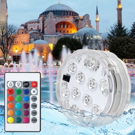 Luz LED Para Piscina-Luz LED Sumergible Luces Subacuáticas a Batería IP68 Luces de Piscina Con Mando a Distancia,para Acuarios,Fuentes,Fiestas,Piscina,Luces Decorativas de Navidad (4 pieza)