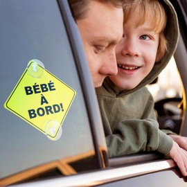 AOZUO Pack of 2 Baby on Board Warning Signs for Car, 12.5 cm, Baby on Board Car Sticker with Double Suction Cups, Safety Sign for Car, Baby in Car Sticker for Car Window