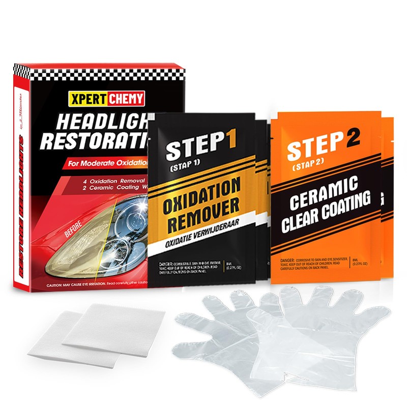 XPERTCHEMY Headlight Restorer Kit,Fast-2 Step Process Headlight Restoration Kit for