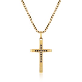 GAVU Stainless Steel Gold Cross Pendant Necklace for Men And Guys, cross chain for men and boys, Gold necklace for men