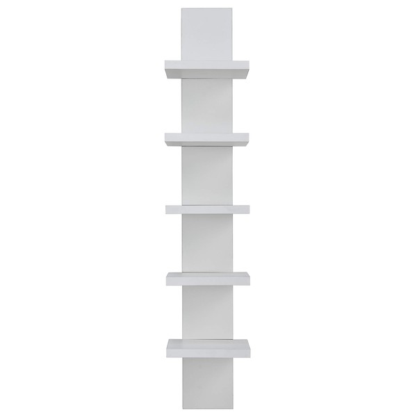 Danya B 5 Tier Wall Shelf Unit Narrow Smooth Laminate Finish - Vertical Column Utility Shelf Floating Storage Home Decor Organizer Tall Tower Design For Bedroom Living Room 5.1" x 6" x 30" (White)